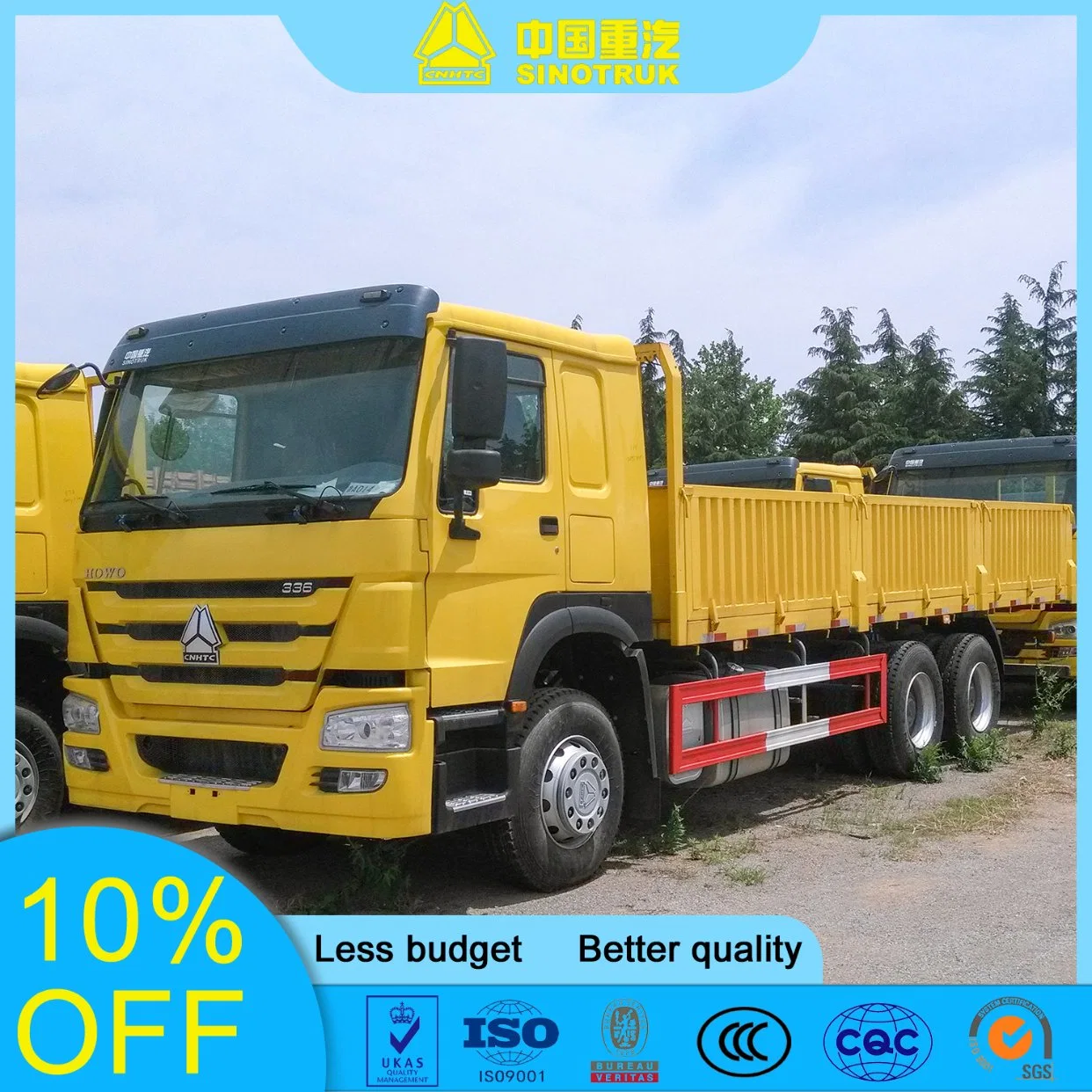 Sinotruk HOWO 6X4 371HP Flatbed Van Lorry Truck Cargo Truck with Sidewall