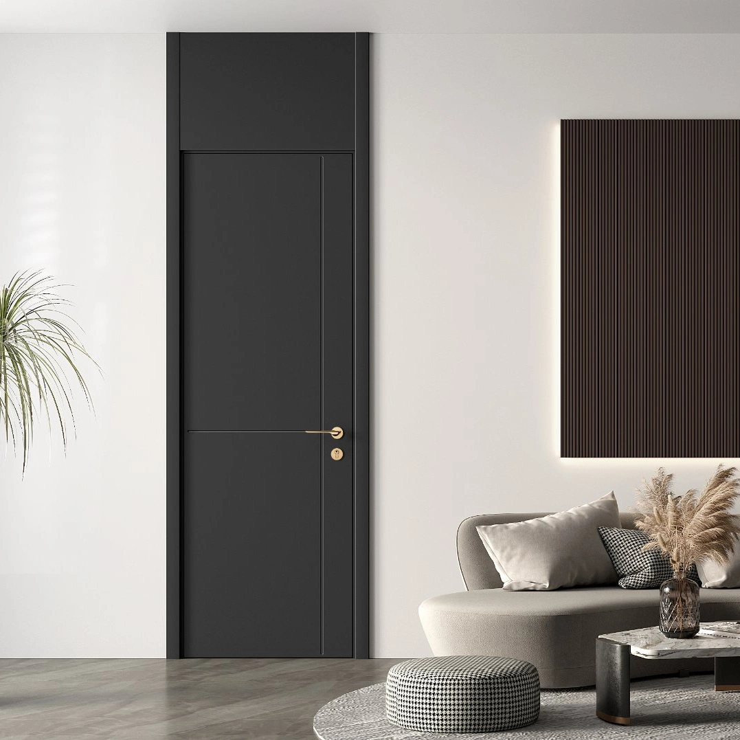 Fashion Collection Yueshan Color Safety Silding Main Sesign Solid Wood Plain Modern Single Bedroom Door with Wooden Plywood Panel Simple Design