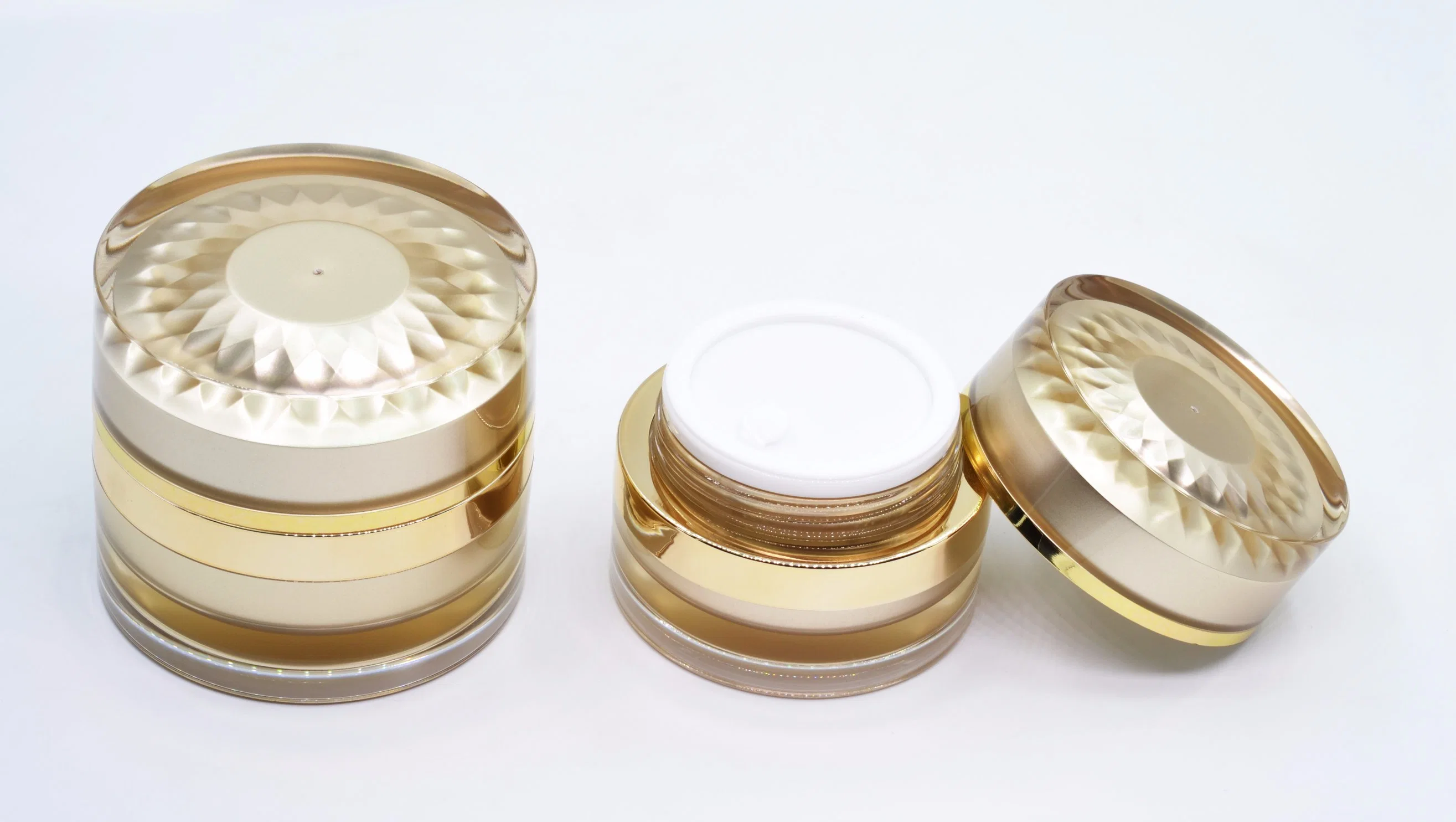 Cosmetic Acrylic Cream Jars with Golden Cap