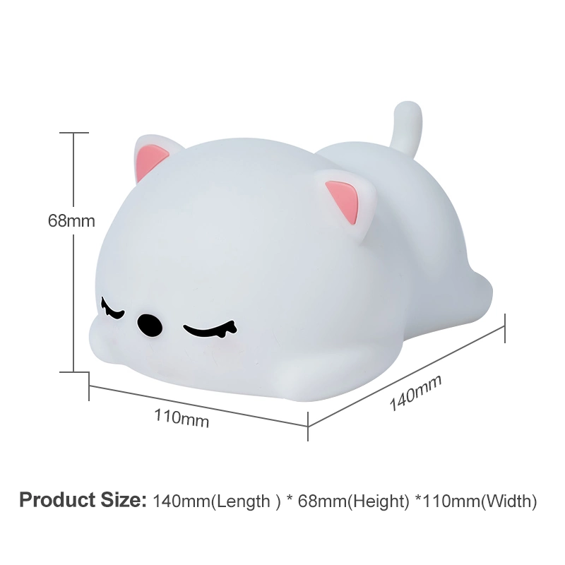 USB Rechargeable Night Light Cat Silicone Night Lights Touch Sensor