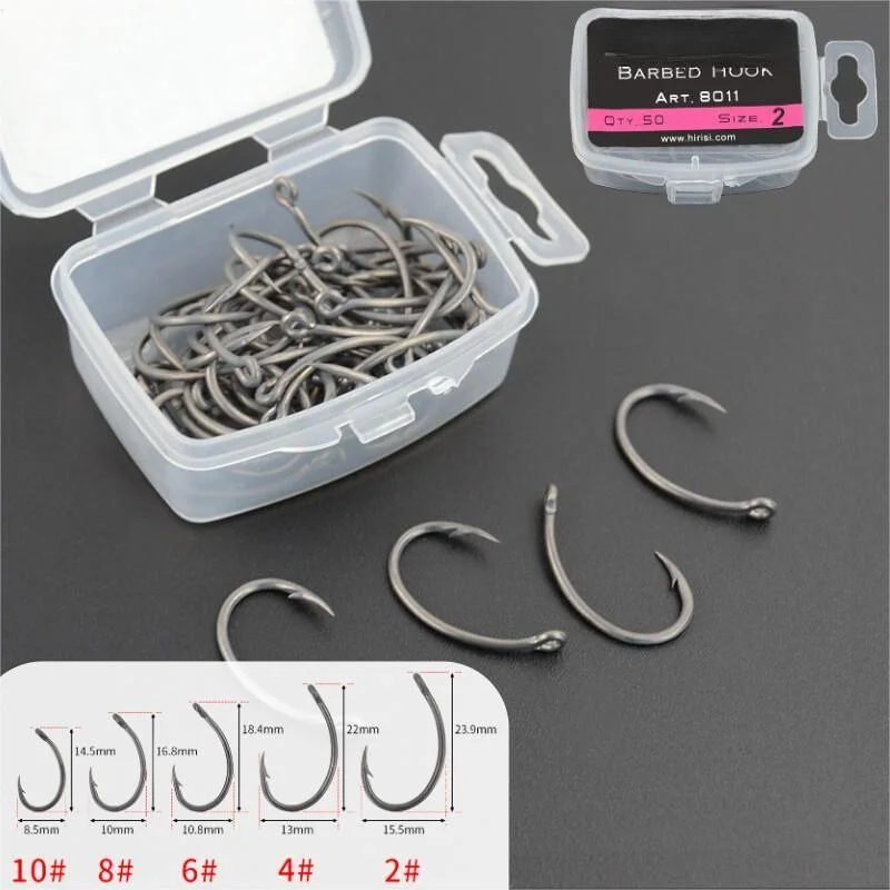 50PCS Fishing Hooks Curve Shank Professional Carp Hair Rigs Hooks