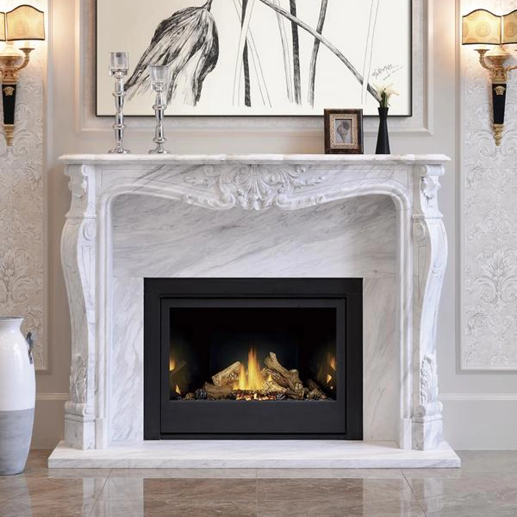 Un design classique cheminée en marbre blanc de Mantel pour l'intérieur