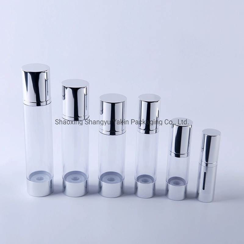 Luxury Silver 15ml 30ml 50ml 80ml 100ml 120ml Aluminum Cosmetic Skincare Packaging Lotion Pump Airless Bottle
