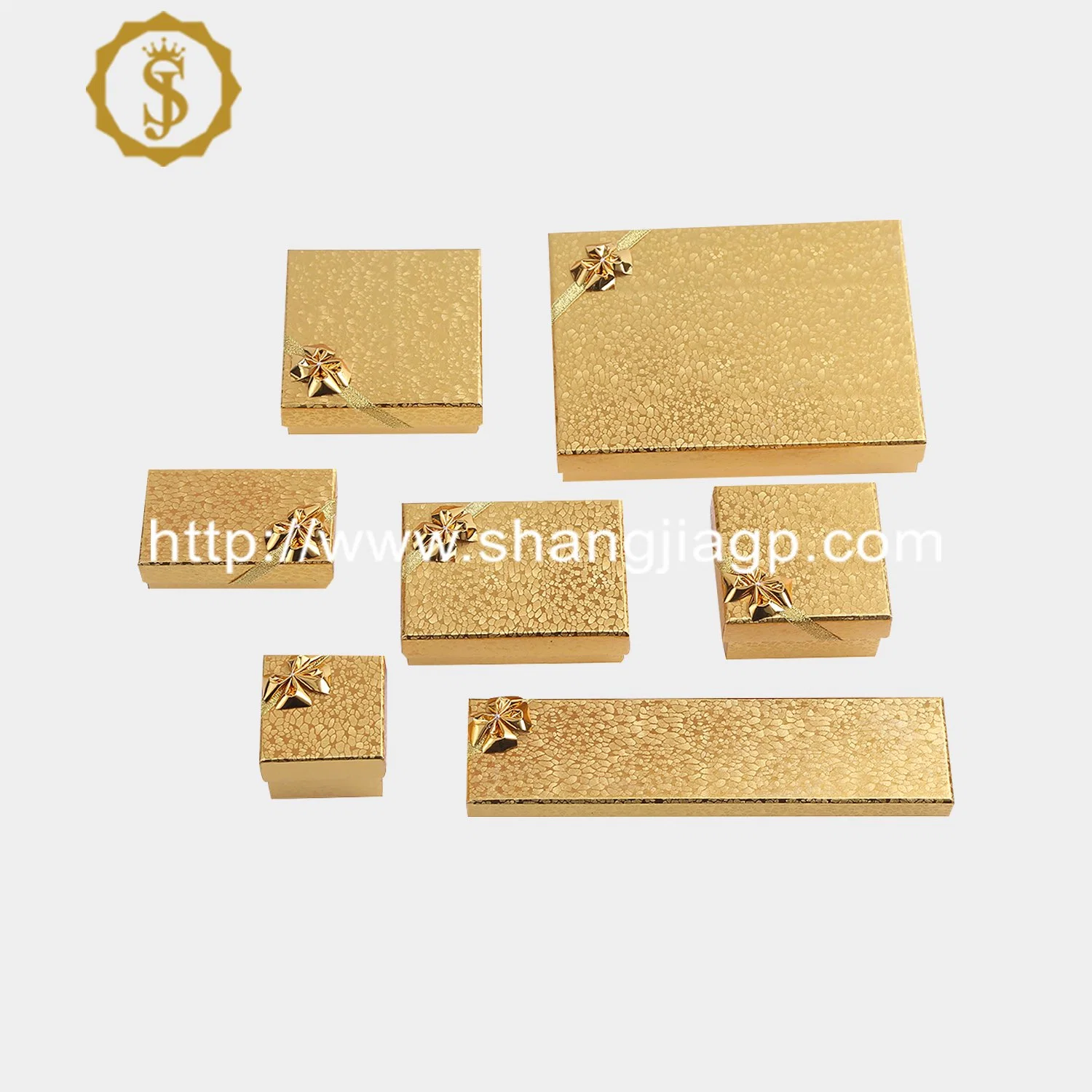 Golden Paper Ring Box Classical Paper Cardboard Jewelry Packaging Wholesale Jewelry Set Case