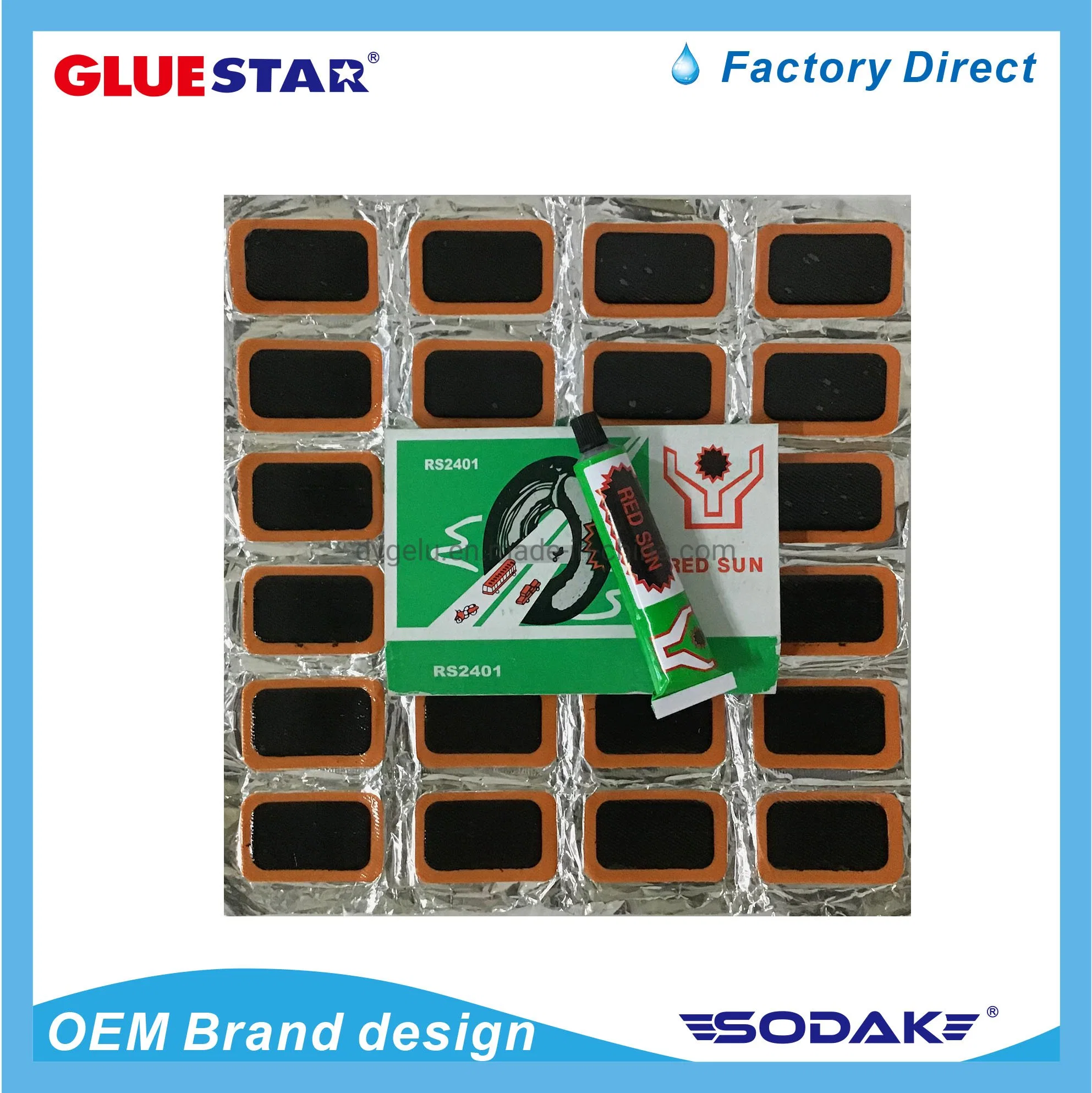 Bicycle Tire Inner Tube Patch RS4801 25mm Round Patches + 20cc Glue 48PCS/Box, 200box/Carton