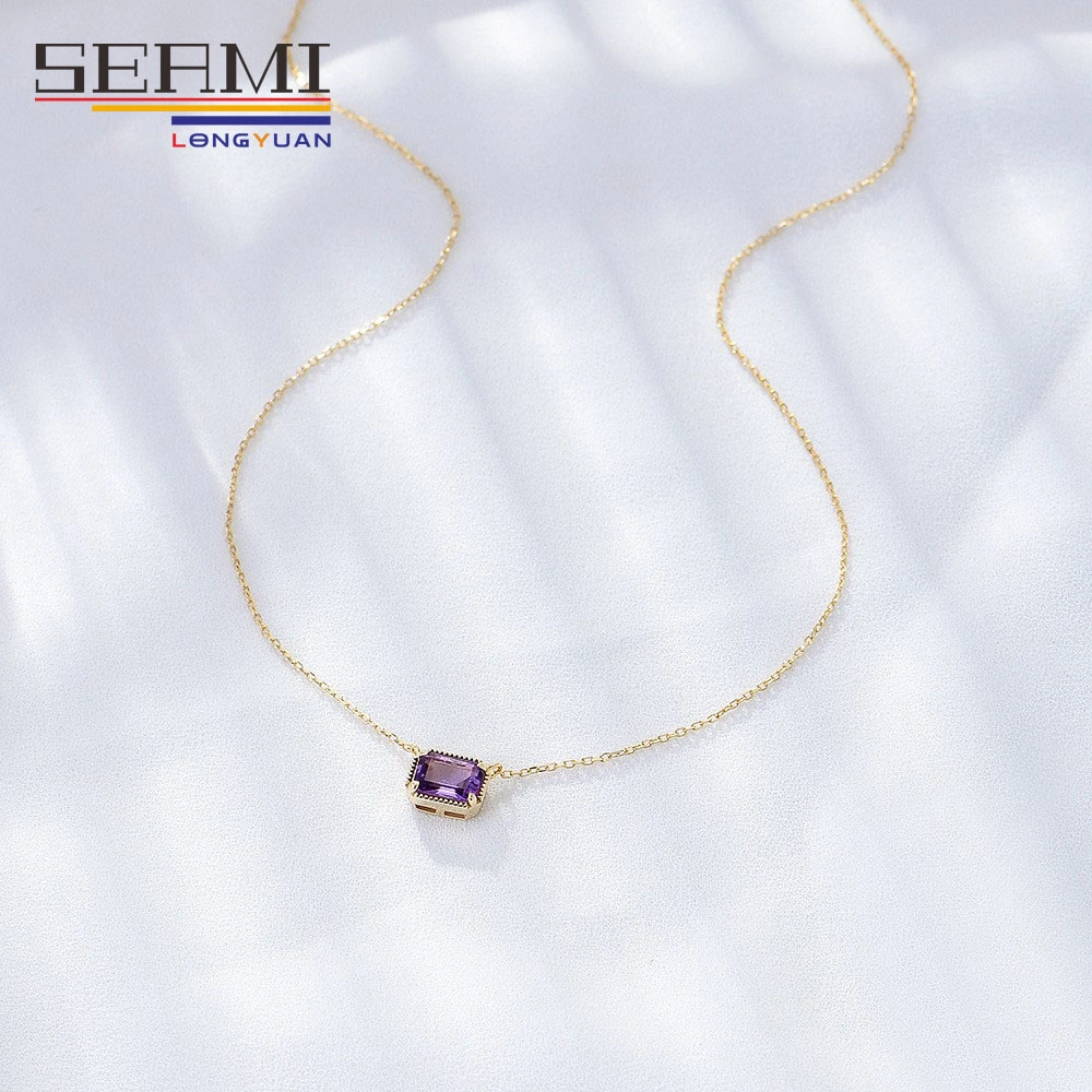 Hot Sale Fashion S925 Silver Necklace Natural Amethyst Pendant Jewelry