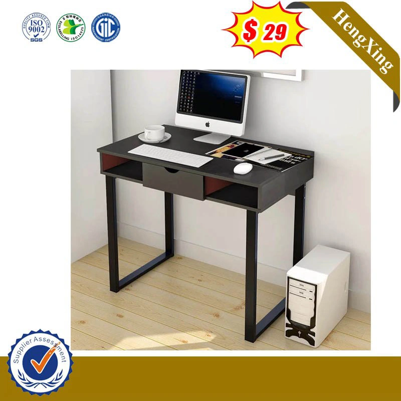 Black Glass Top Writing Metal Legs Computer Laptop Desk