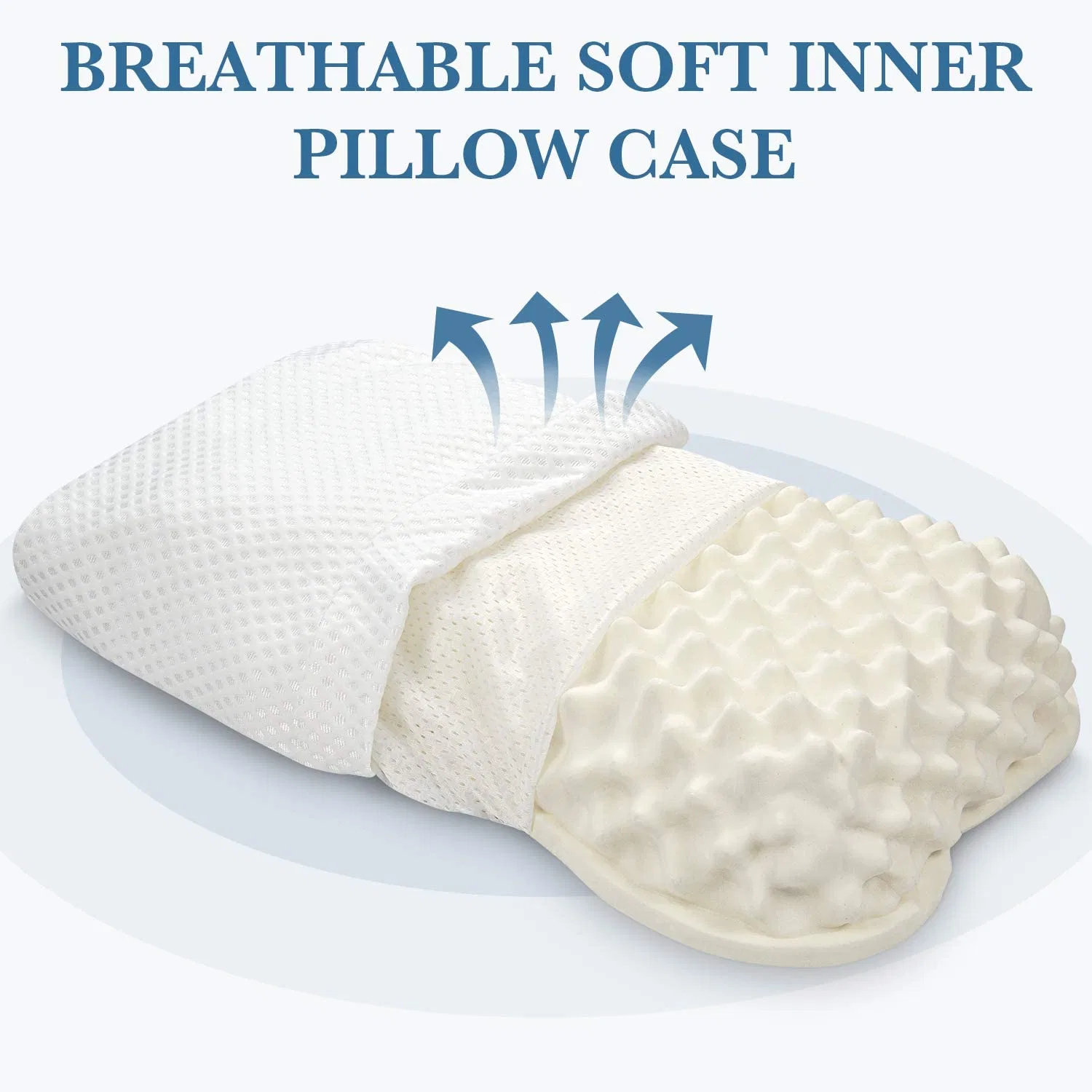 Latex almohada cervical almohada para dormir, para el dolor de cuello contorno transpirable almohadas para traviesas de lateral con cubierta lavable, Masaje gránulo