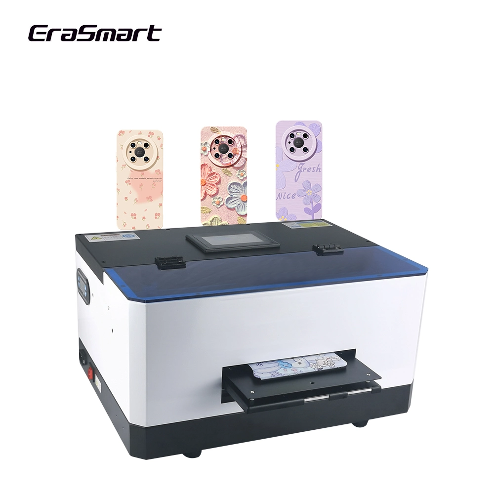 Erasmart for Card Acrylic Phone Case Printing Mini Inkjet LED Price Flatbed A5 UV Printer with L800 Printhead