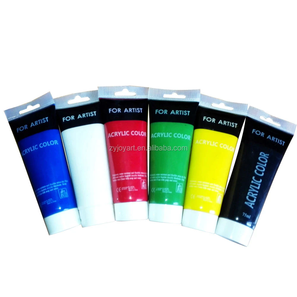 Artist Colors 75ml Fluid Acrylic Color Paints 5 Assorted Basic Colours