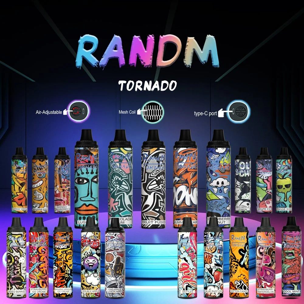 Venda superior Randm Tornado Puffs 6000 Pilhas Recarregáveis bom gosto 30 sabores no stock Vape descartáveis