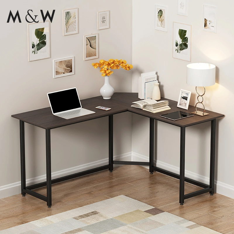 Black Wood Home Corner Computer Desk with Shelves L Shape 40 Inch