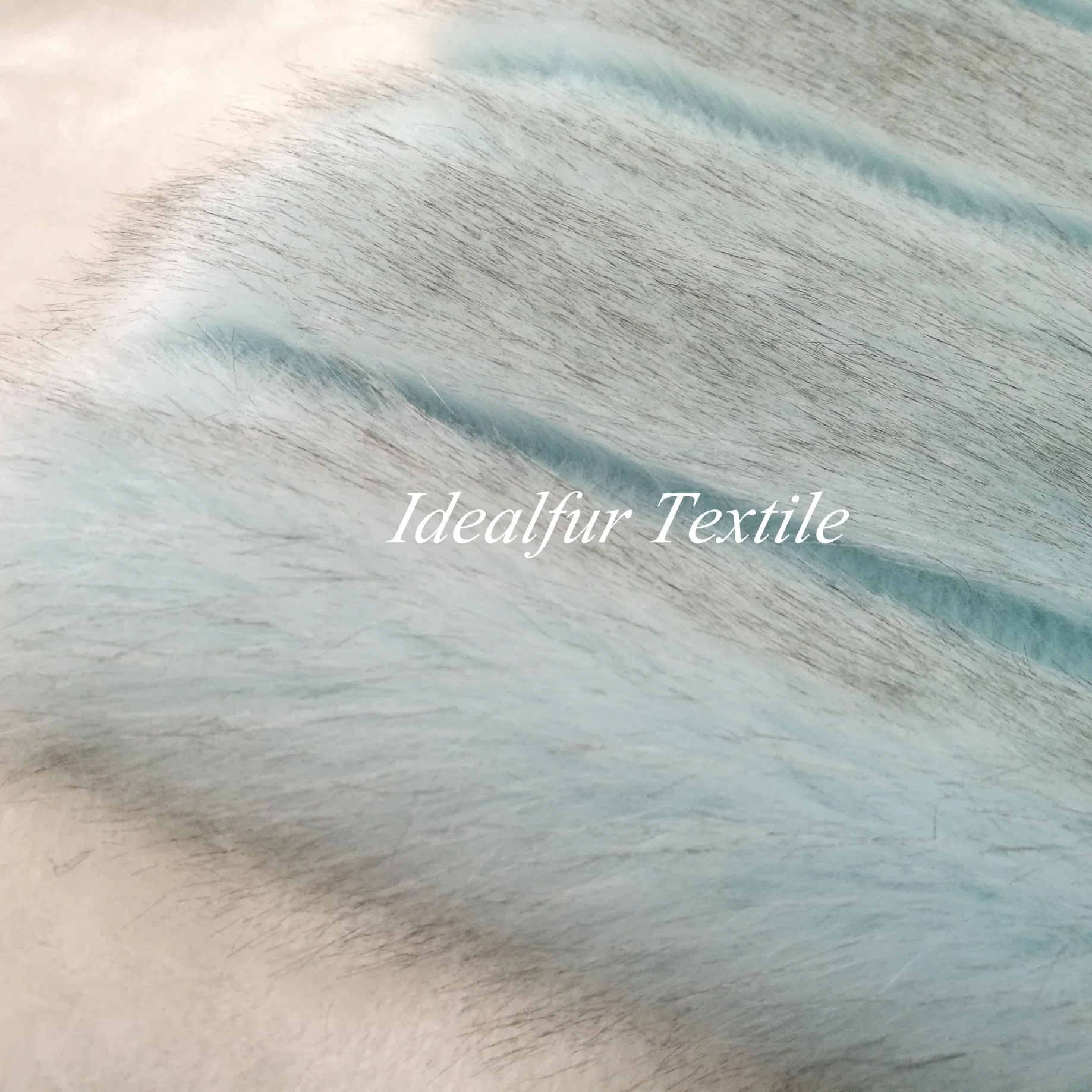 Light Blue Strip Shearing Long Pile Fake Fur