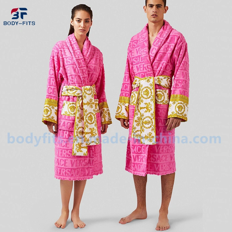 Men Fall Fashion Custom Bathrobe 100% Cotton Towelling Bath Robe Customized Black Bath Robe Flannel Pajama