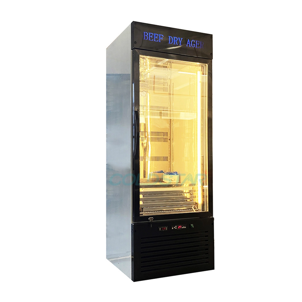 Restaurant Equipment Dry Age Fridge Vertical Transparent Glass Beef Dry Cabinet