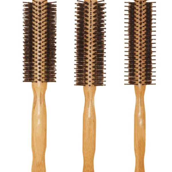 Bristle Nylon Hair Brush with Bamboo Round Handle