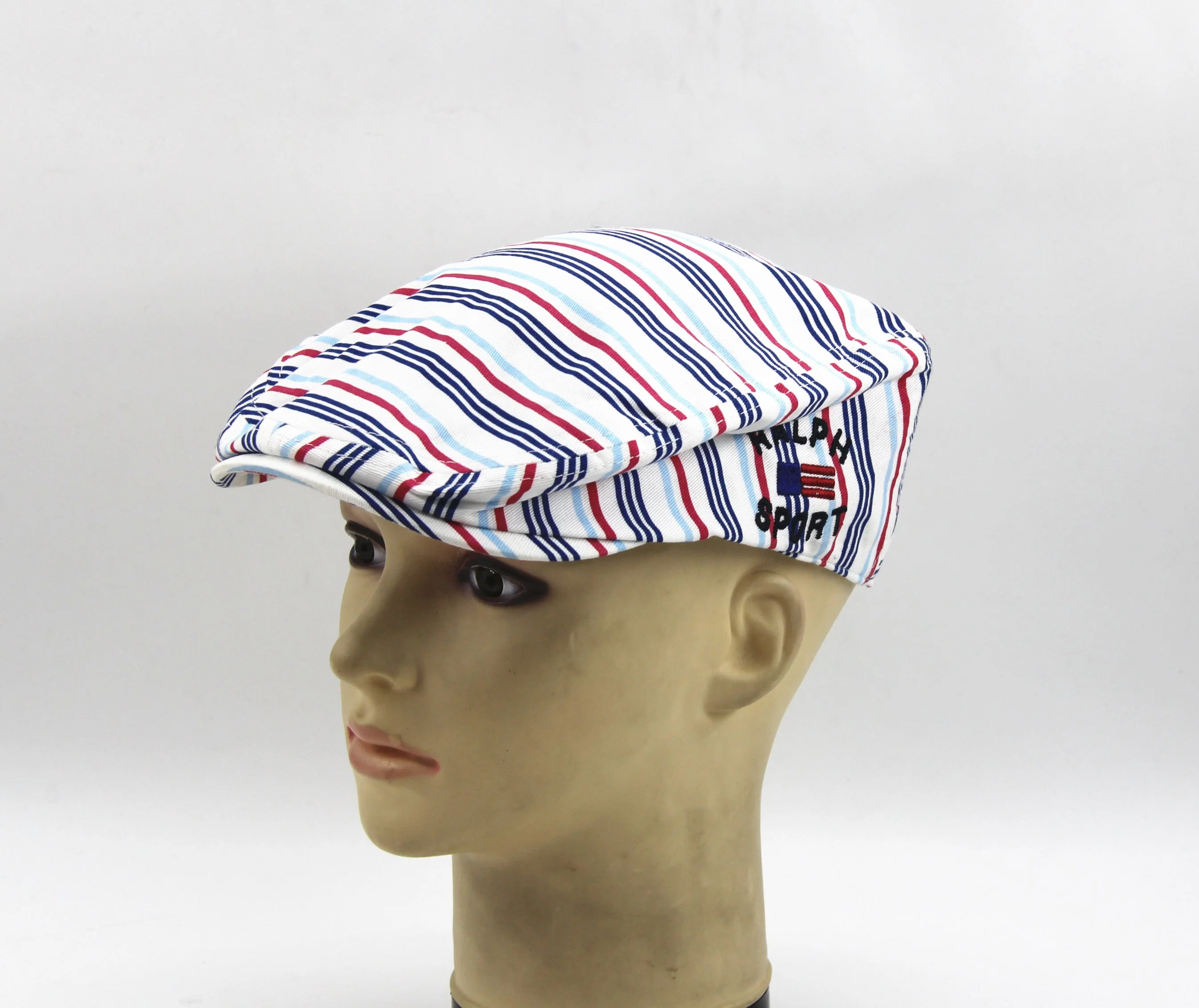 Cotton Fabric with Flower Print Hat and Flat Embroidery Sun Cap