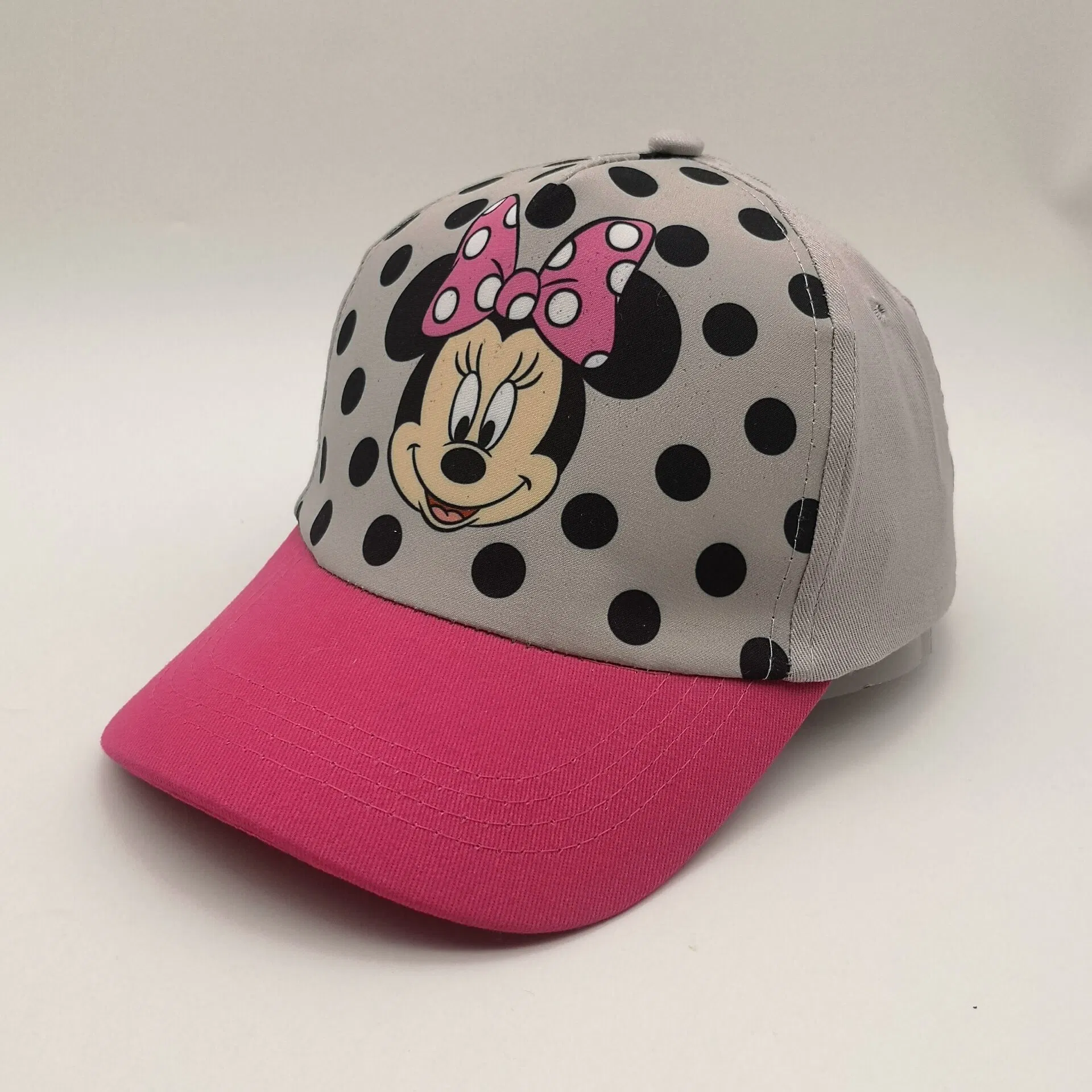 Girls Gray and Pink Disney Minne Mouse Print Outdoor Baseball Cap