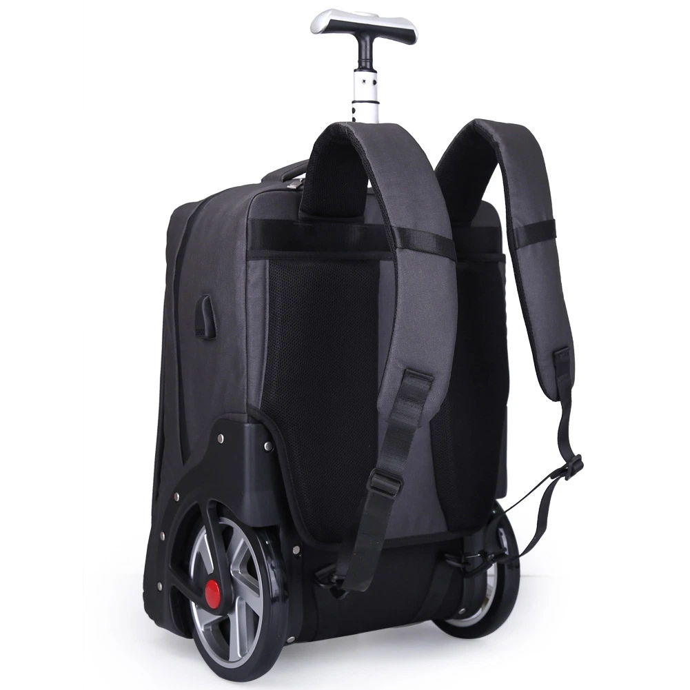 Big Wheels Trolley Wheeled Rolling Double Shoulder Luggage Leisure Business Travel School Shopping Backpack Pack Case Bag (CY5838)