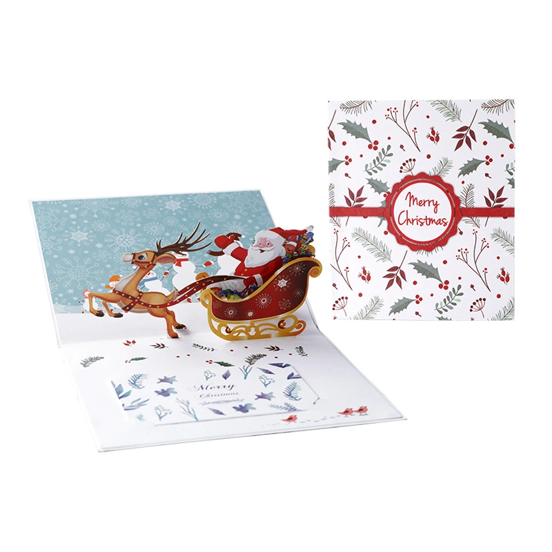 Custom Logo Printing Christmas Gifts Kraft Paper Envelope Eco-Friendly Folding Greeting Cards Packaging