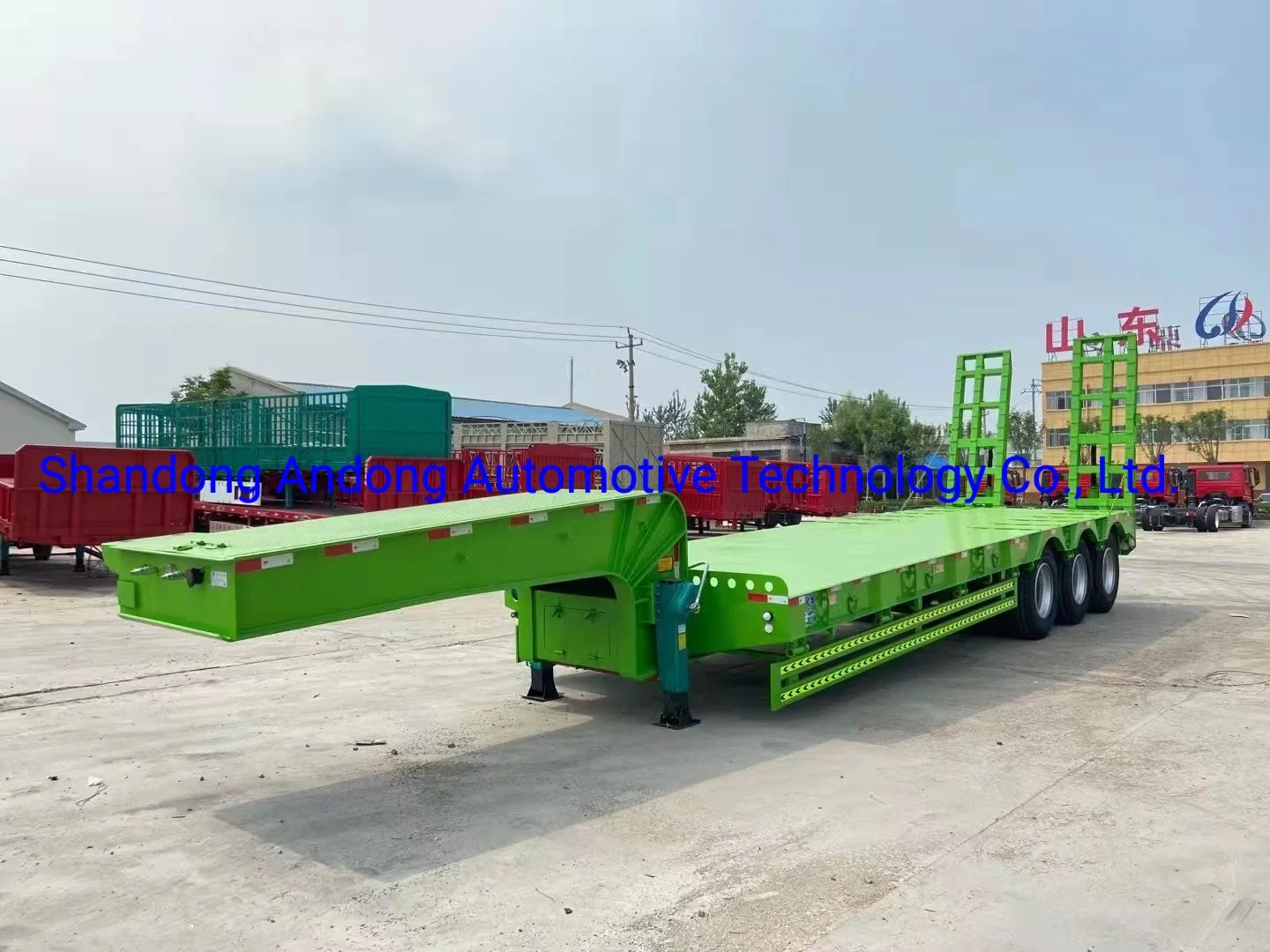 3 محاور بوزن 80 طن للجرافة للخدمة الشاقة اللودر المنخفض/Lowbed/ Lowboy مقطورة ذات قاعدة منخفضة مقطورة ذات نصف قطر للنقل بالحفار