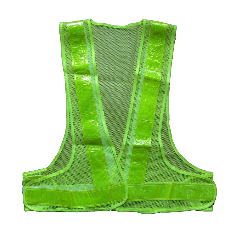 Green Mesh High Visibility PVC Crystal Lattice Road Safety Warning Traffic Cop Reflective Safety Vest with Logo for Men