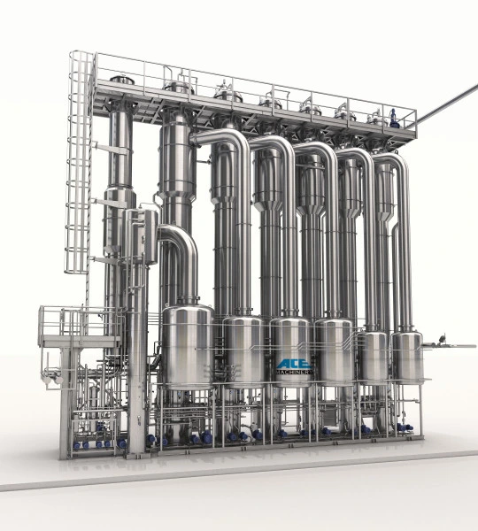 Preço de fábrica Concentrador de Indústria de Multi-Efeito para Bebidas, Suco, Ketchup, Geleia, Molho de Carne, Mel, Leite, Açúcar, Evaporador de Filme Descendente de Circulação Forçada a Vácuo MVR.