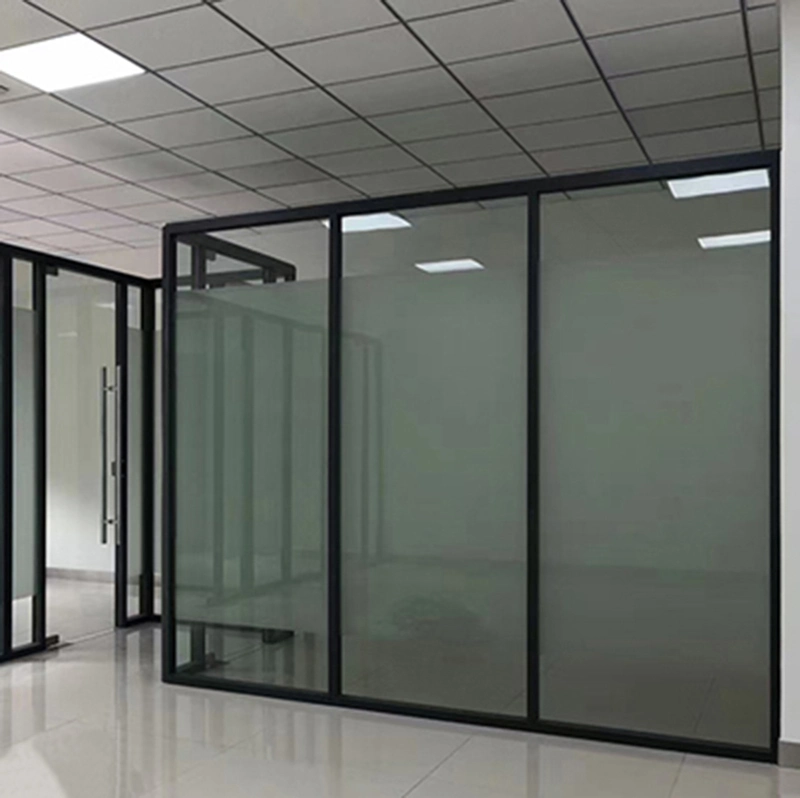 Floor to ceiling Glass Partition Screen with Glass Sliding or Swing Door