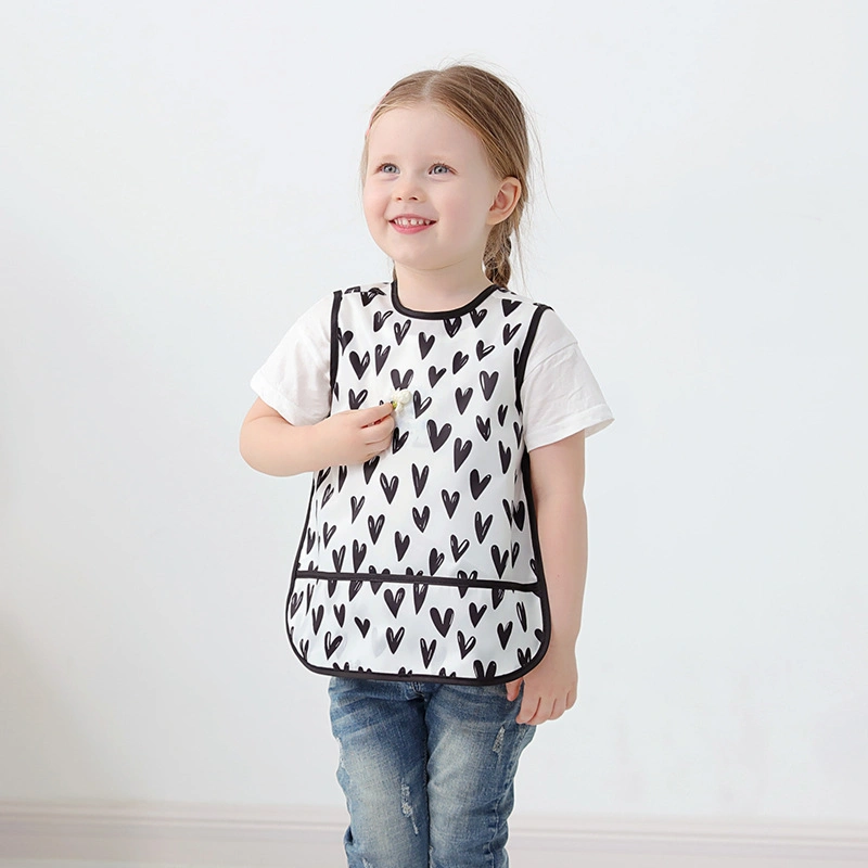 Baby Wear Sleeveless Apron Protective Clothing Reverse Dressing Rice Pocket Baby Bib Eco-Friendly Customized Cheap Cotton Bandana Bib