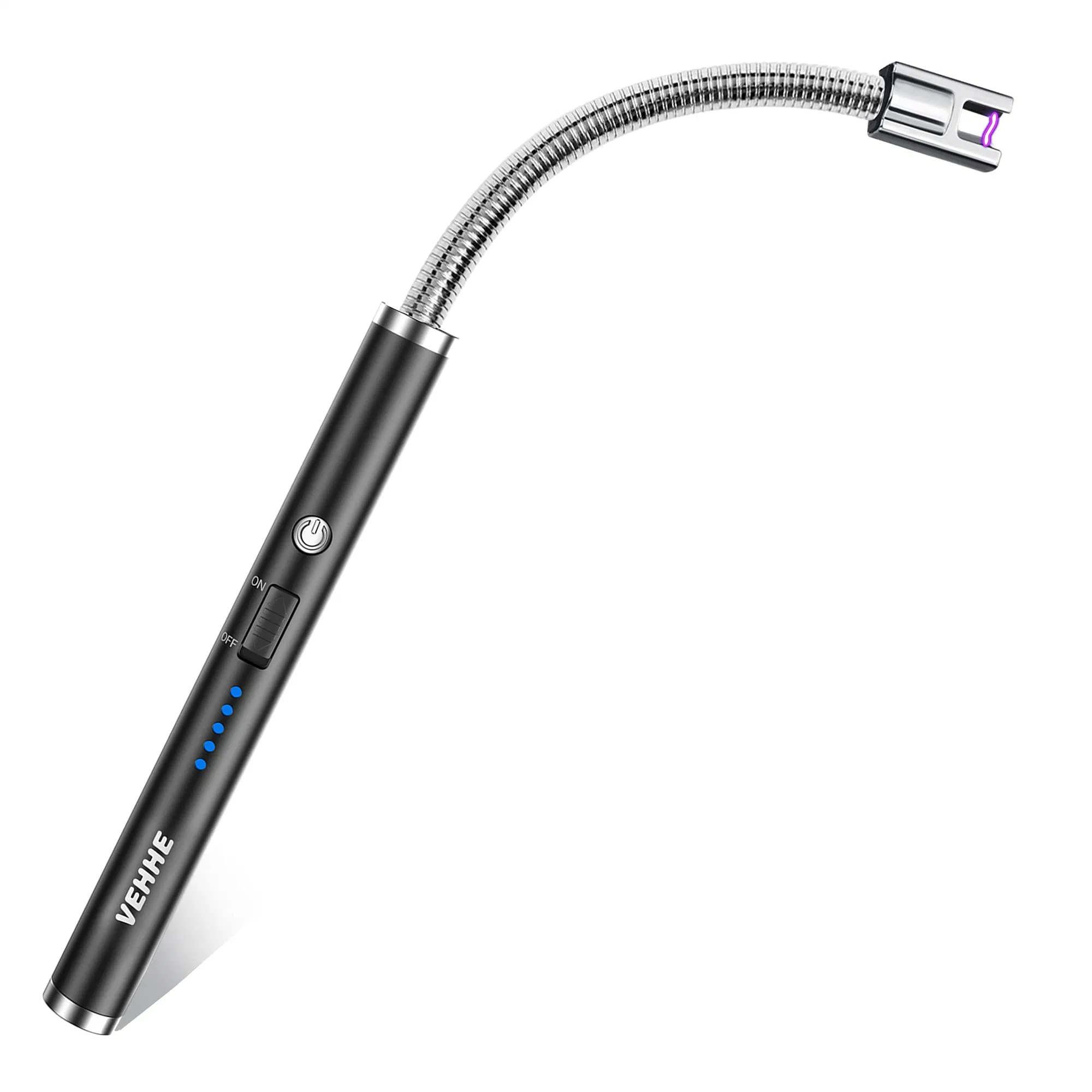 Kerzenanzünder, elektrisch wiederaufladbar Lichtbogenanzünder mit LED-Batterieanzeige langer flexibler Hals USB-Feuerzeug für Lichtkerzen Gasherde Camping Grill