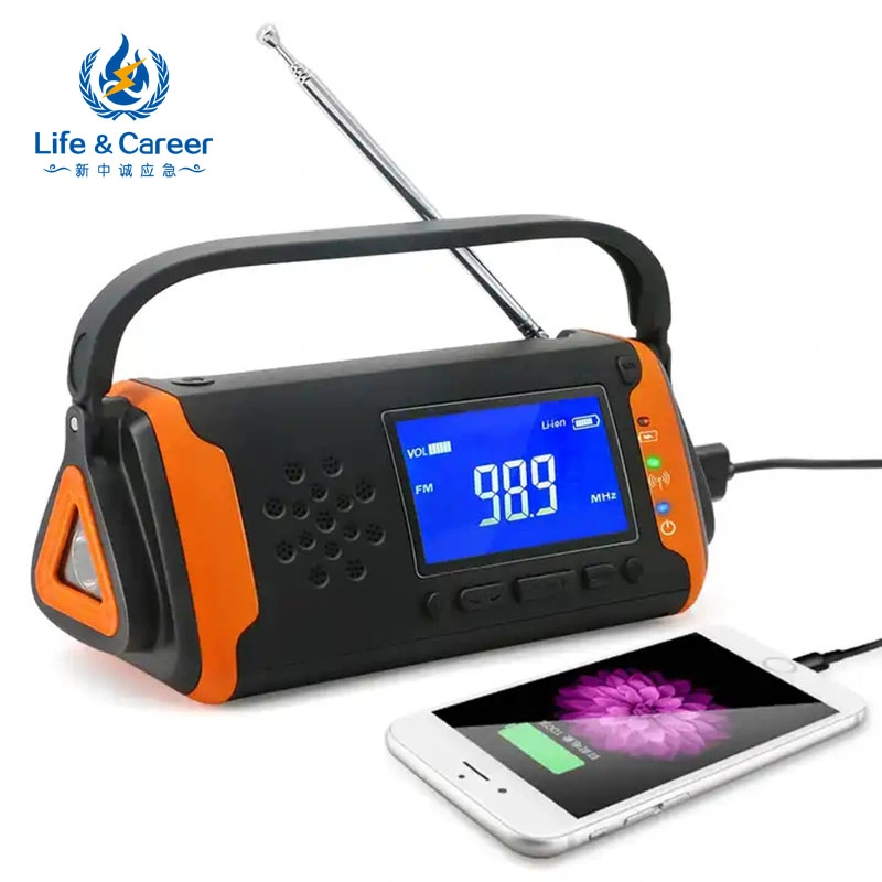 Precio al por mayor portátil Solar Multifunction TV Radio con LED Linterna Sos alarma Solar Power Radio