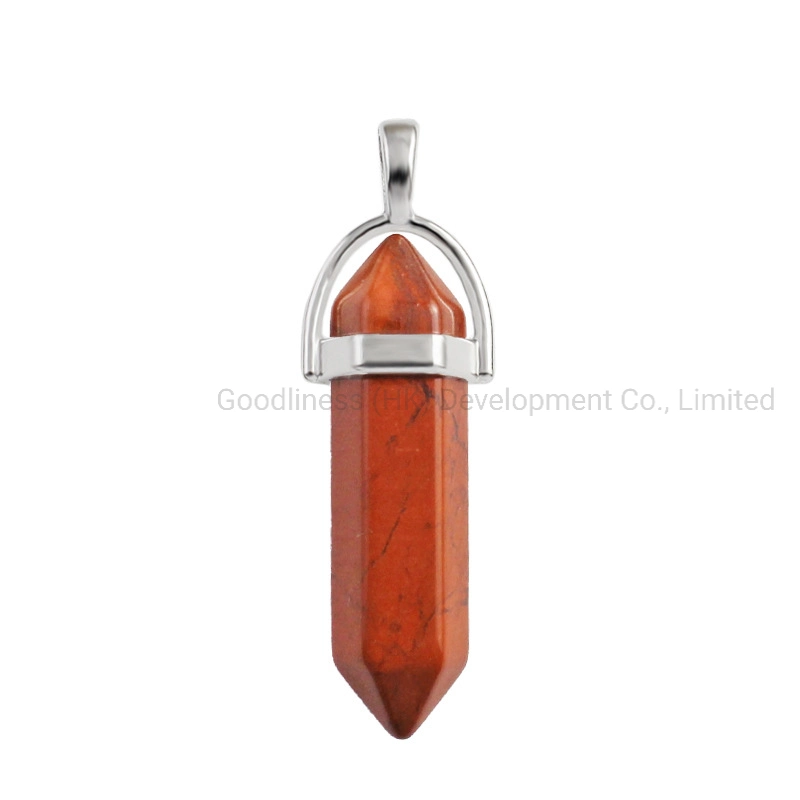 Natural Crystal Stone Hexagonal Column Pendant Diamond Cut Bullet Head Necklace Quartz Point Pendant