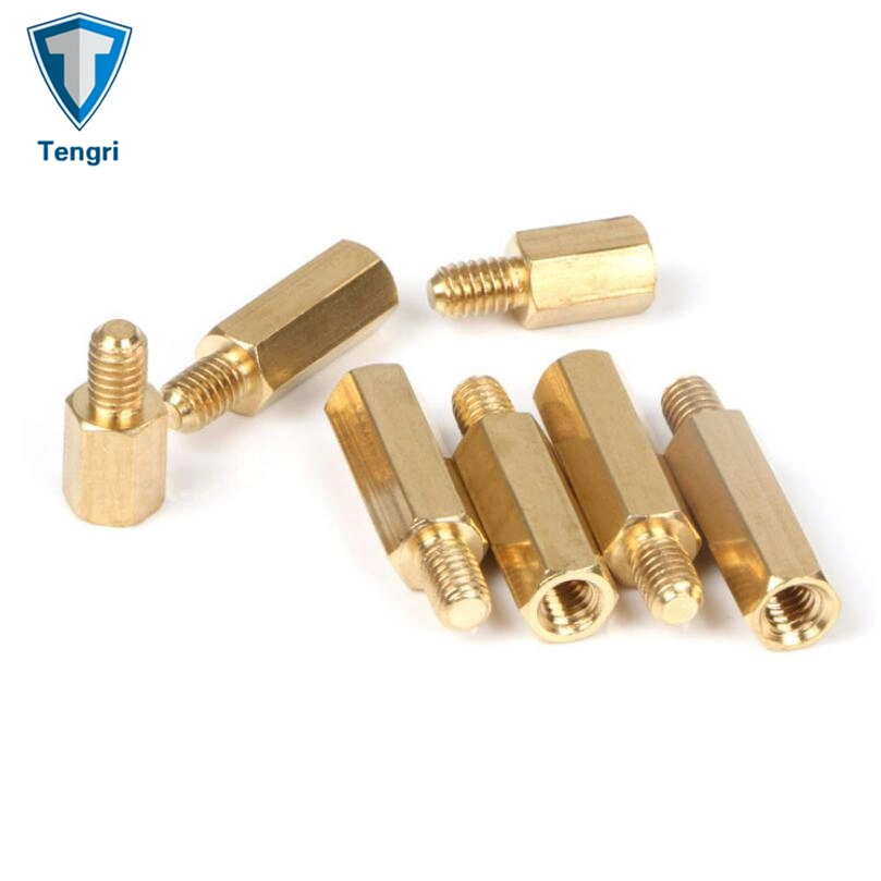 Torno CNC de latón de alta calidad el perno prisionero hexagonal tornillos separadores separadores masculino femenino adaptadores de rosca de tornillo hexagonal separadores