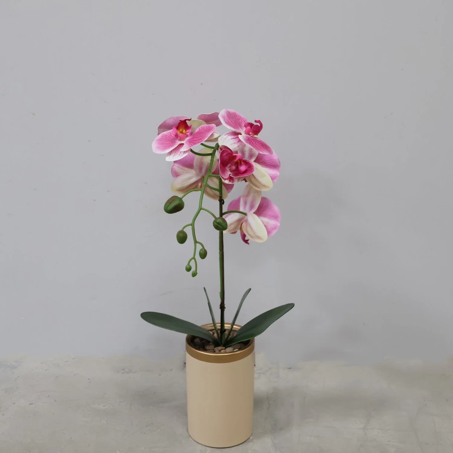 Single Orchid Artificial Flower Plastic Pink Phalaenopsis Silk Flower with High-Quality