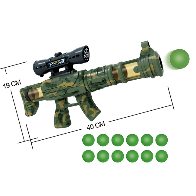 Bola de espuma de colores de camuflaje la pistola de aire a los niños juguetes niños divertidos juegos de disparos de pistola de juguete con 2 cañones de 24 balas y un paño blanco