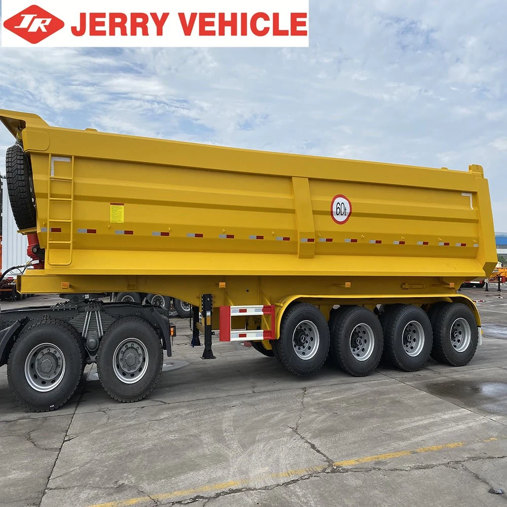 Hot Sale 3/4/6axle 40/60/80 Ton Side Tipping Tipper Hyva Hydraulic Cylinder Dump for Mine Rock Sand Ore Semi Trailer Truck