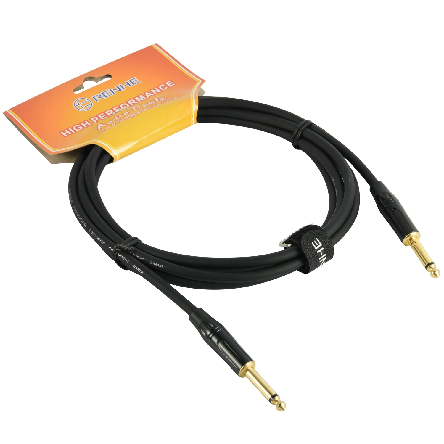 Cable de guitarra de 10 pies de Nylon 1/4 de pulgada de oro de 6,35 mm directamente a Ts Ts guitarra eléctrica y cable de audio Bass Professional021