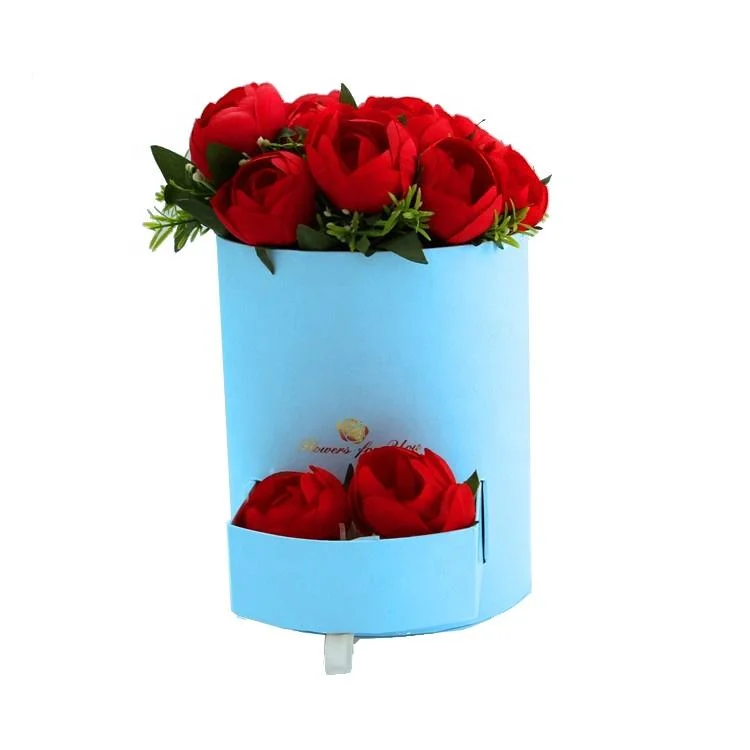 Custom Drawer Style with Ribbon Cylinder Packaging Box for Rose Flower