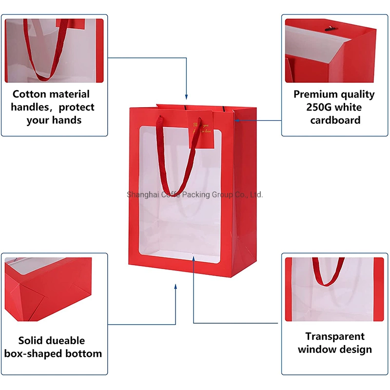 Custom Printed Premium Shopping Gift Paper Bag with PVC Window