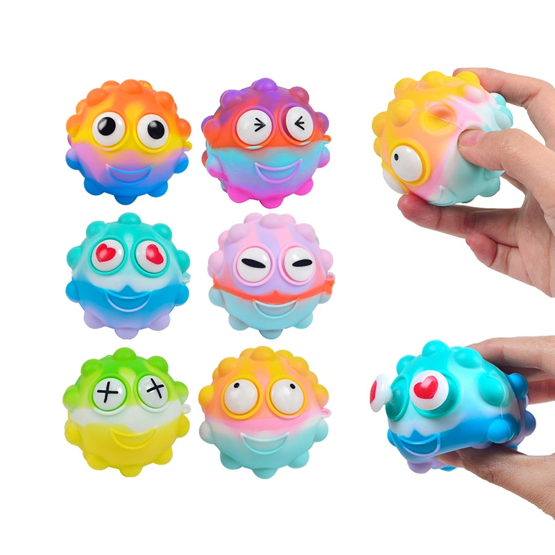 3D Squishy Push Pop Ball with Eyes Fidget Push Toy Pop for Kids