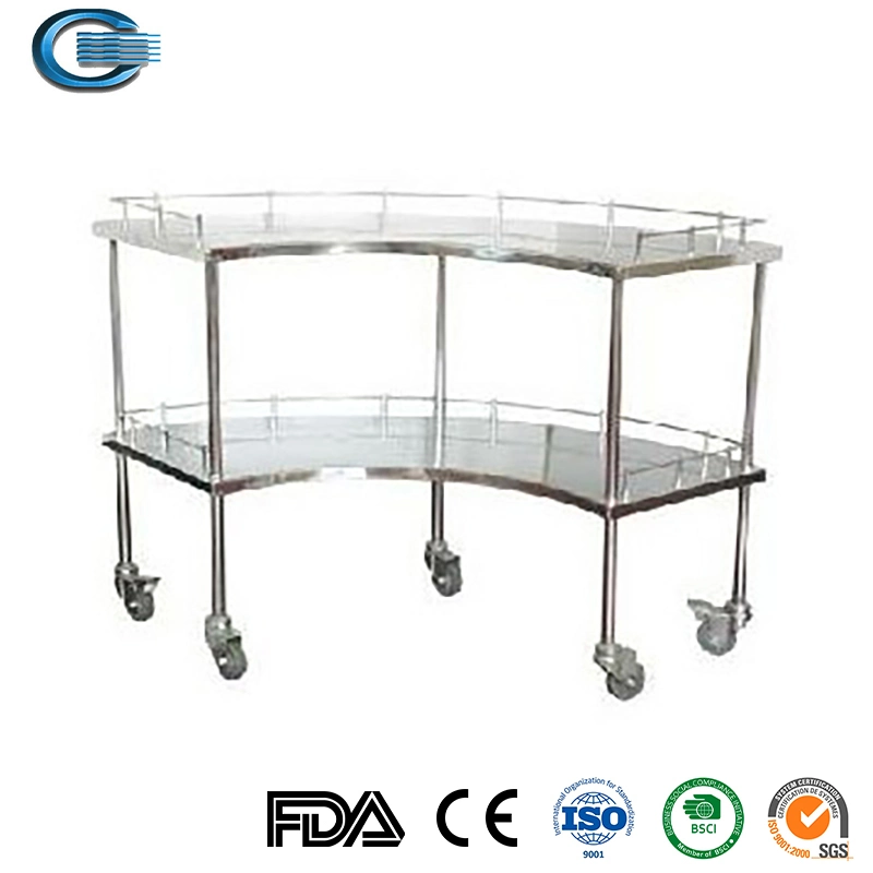 Huasheng Hc-M019 Medical Equipment Stainless Steel Stretcher with Guardrail/Infusion Stand Transport Patient Emergency Trolley Stretcher