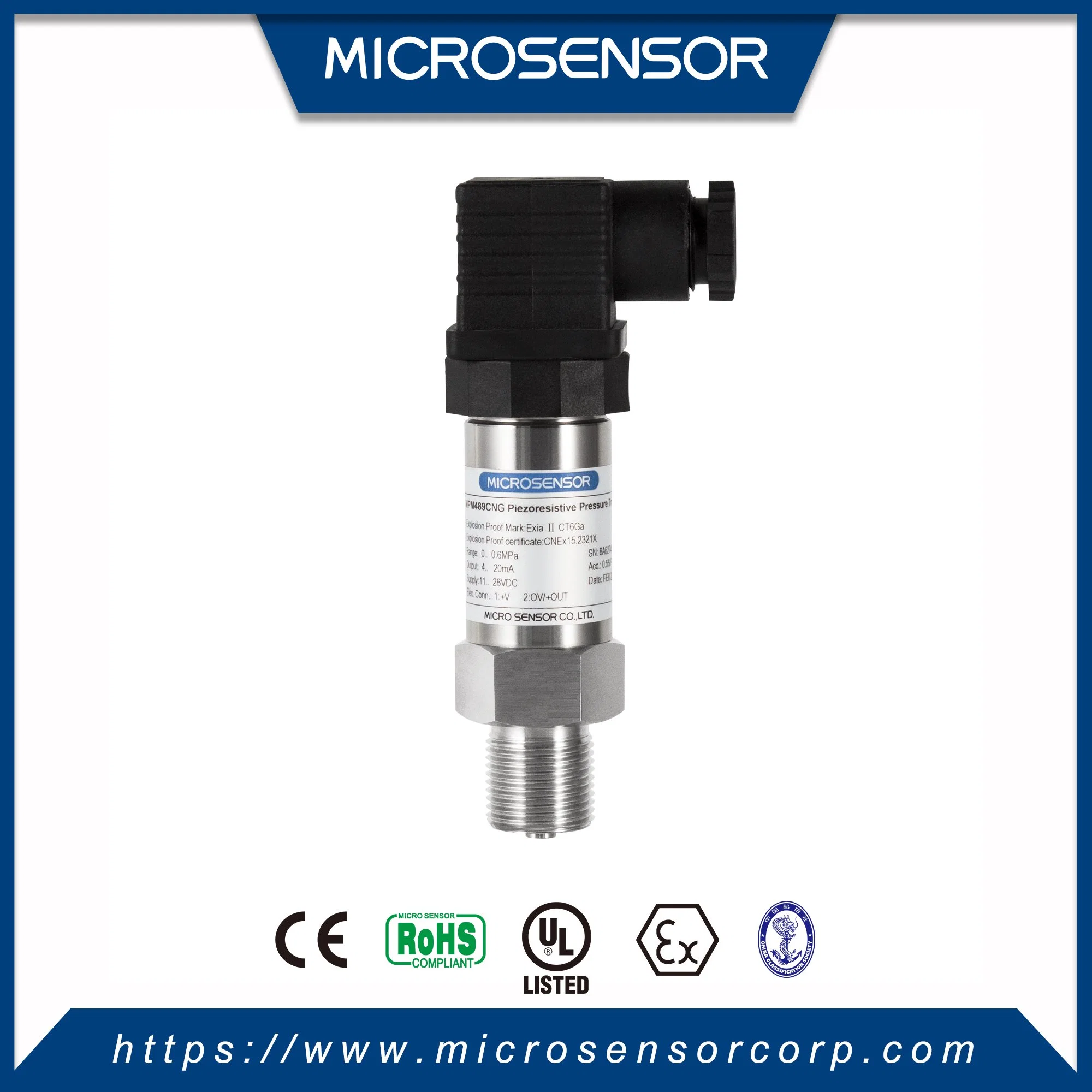 4~20mADC piezorresistivo precisas com certificação ATEX à prova de explosão visor LED personalizados do Sensor de Pressão do MPM489