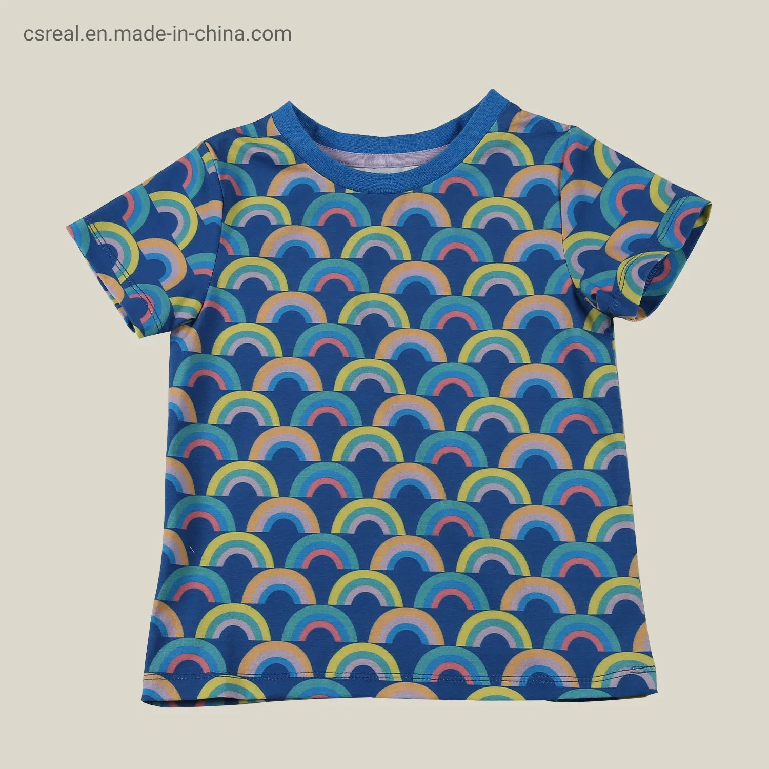 Vestuário para criança de menino menina tricotado Rainbow Print T Camisa