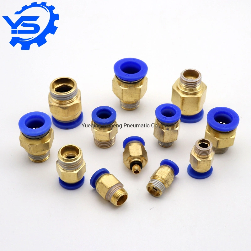 Push Fitting Blue Black PC Series Air Tool Fitting 5/16 3/8 1/4 1/2 NPT Thread Push on Brass Pneumatic Fitting Connector