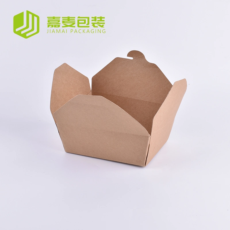 Custom Impreso reciclable Lunch Box Kraft Brown Cajas de comida desechables Kraft papel Fried Chicken Packaging Box Salad Box Embalaje de alimentos