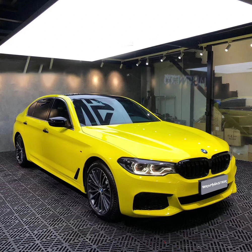 فيلم زخرفة السيارة الصفراء من نوع Pet Liner من نوع Yellow Car Film تغليف سيارة من نوع Automobile Vin