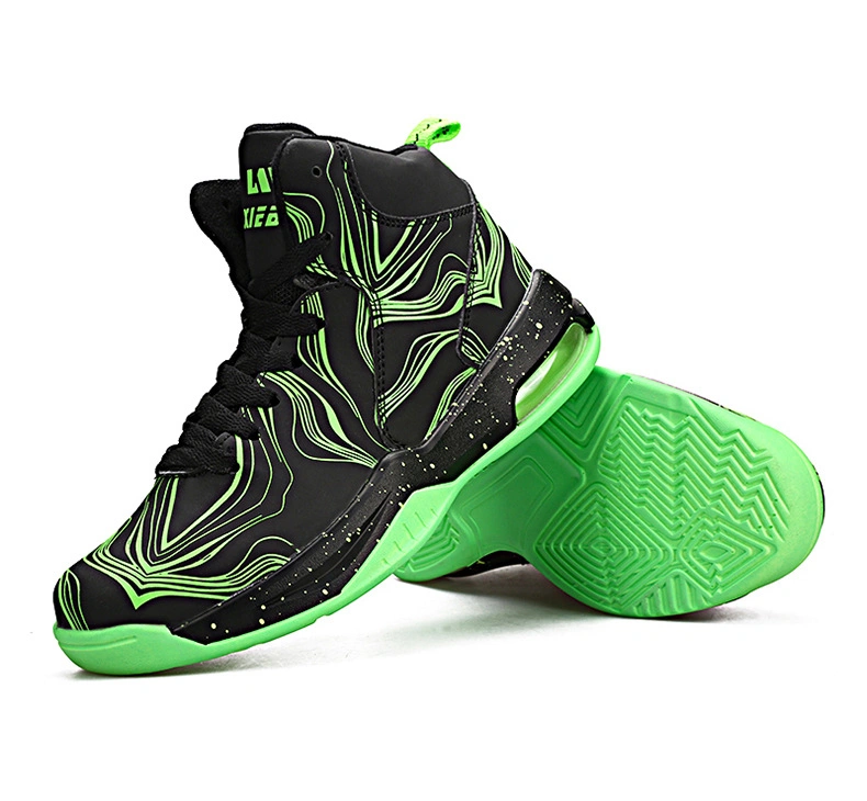 Men Basketball Shoes Fluorescence High Top Sneakers Women Outdoor Sport Shoes Breathable Ankle Boots Black Red Green