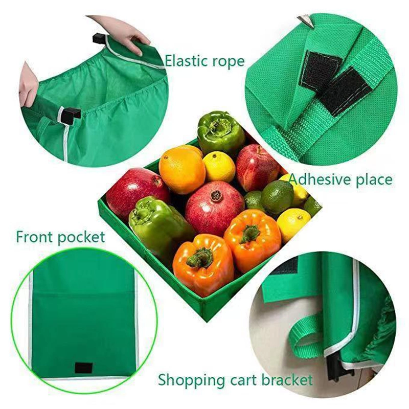 Sacs de stockage de shopping en polyester, Clip-panier sacs d'épicerie, replier des sacs de magasinage