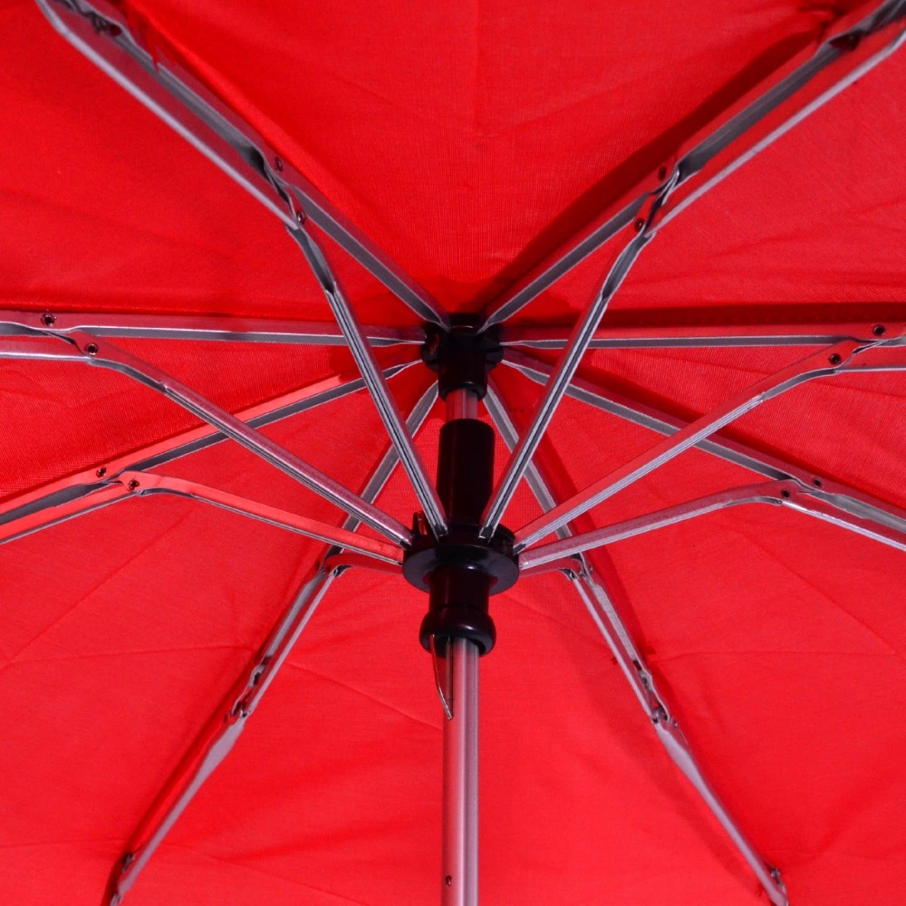 Super Lightweight Aluminium 3 Section Foldable Umbrella (Red)