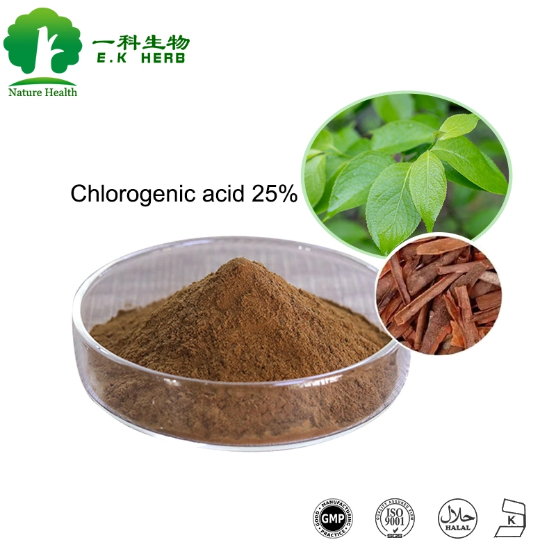 ISO Kosher Halal Extracto de hojas de Eucommia soluble en agua 98% clorogénico Polvo ácido